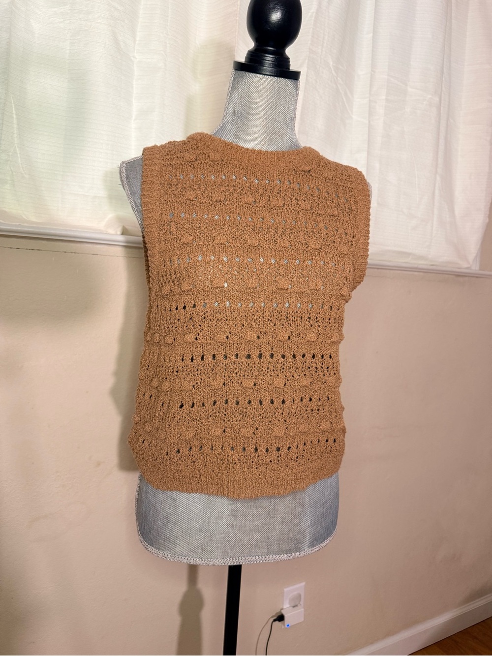 Dear John Magnolia Pointelle Chunky Crochet Sleeveless Sweater Vest